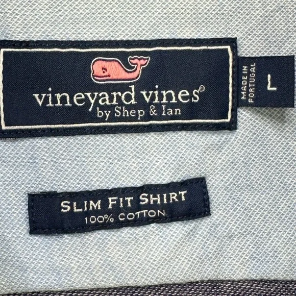 Vineyard Vines Mens Large Shirt Button Up Gray Slim Fit Performance Stretch EUC